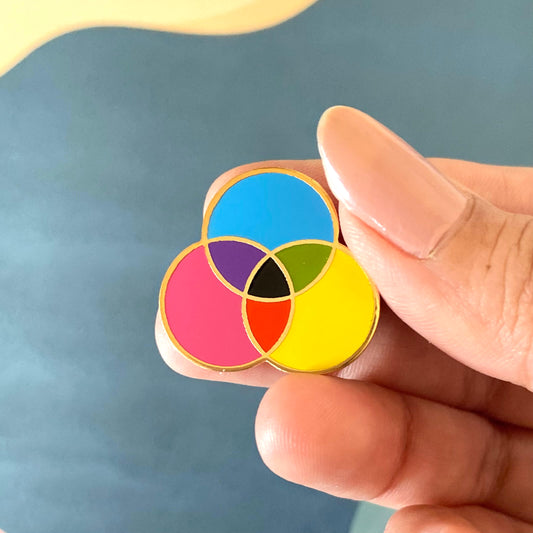 Artist / Graphic Designer Lapel Pin, Subtractive Color Mixing Brass Enamel Pin