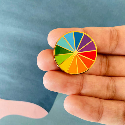 Artist / Graphic Designer Lapel Pin, Color Wheel Brass Enamel Pin