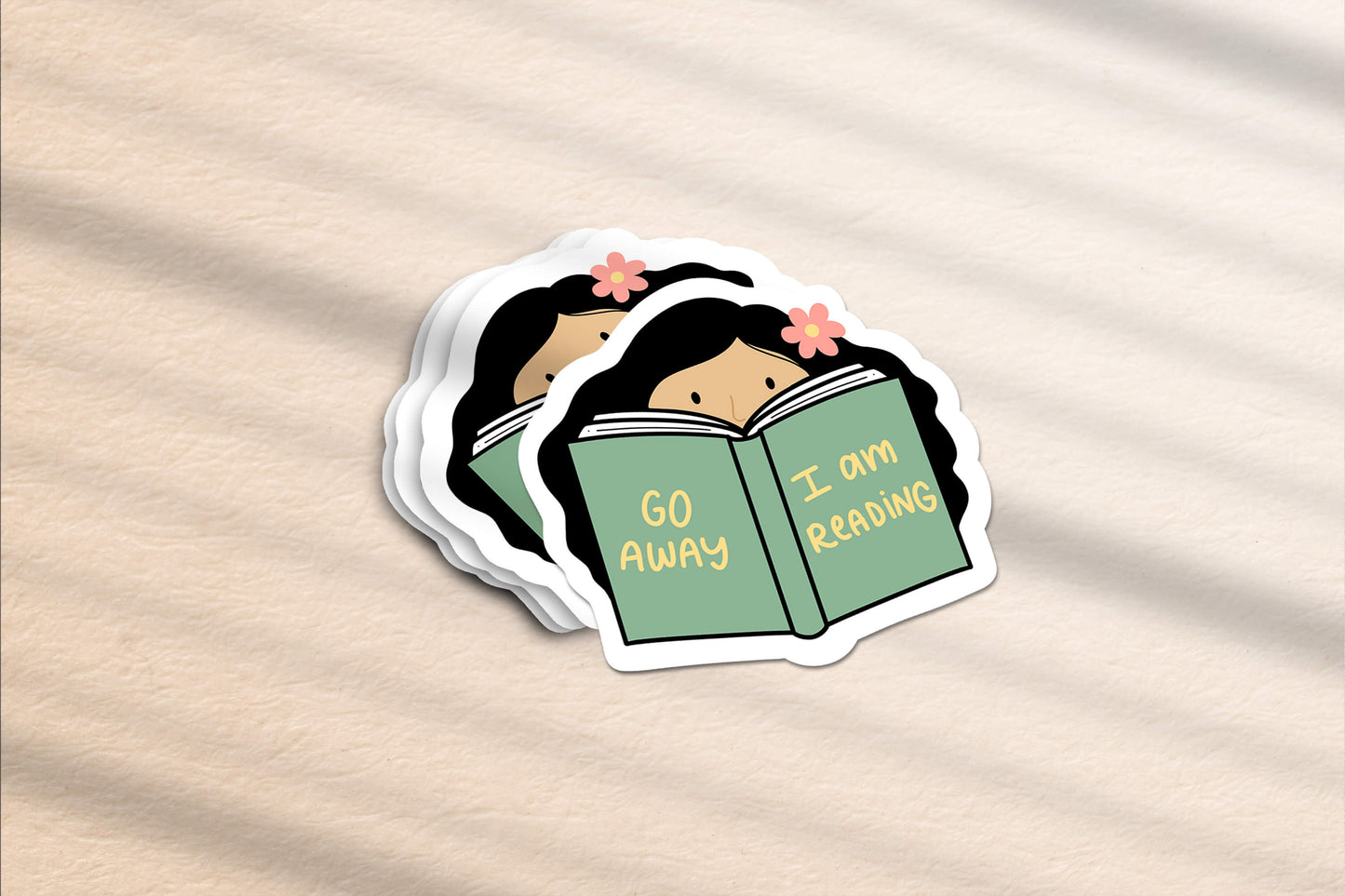 Go Away I Am Reading Sticker (Girl Version)- Vinyl Stickers