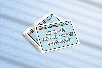 Brain Too Many Tabs Vinyl Sticker